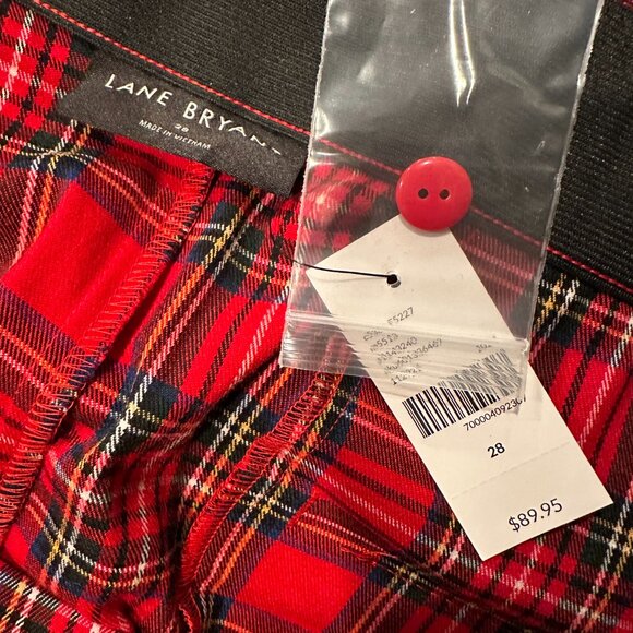 Lane Bryant Stretch Waist Plus Size 28W Pants Red Plaid Trouser Wide Leg - Picture 6 of 6